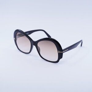 Tom Ford FT0874 01G Zelda Sunglasses Black Butterfly Frame, Brown Lenses